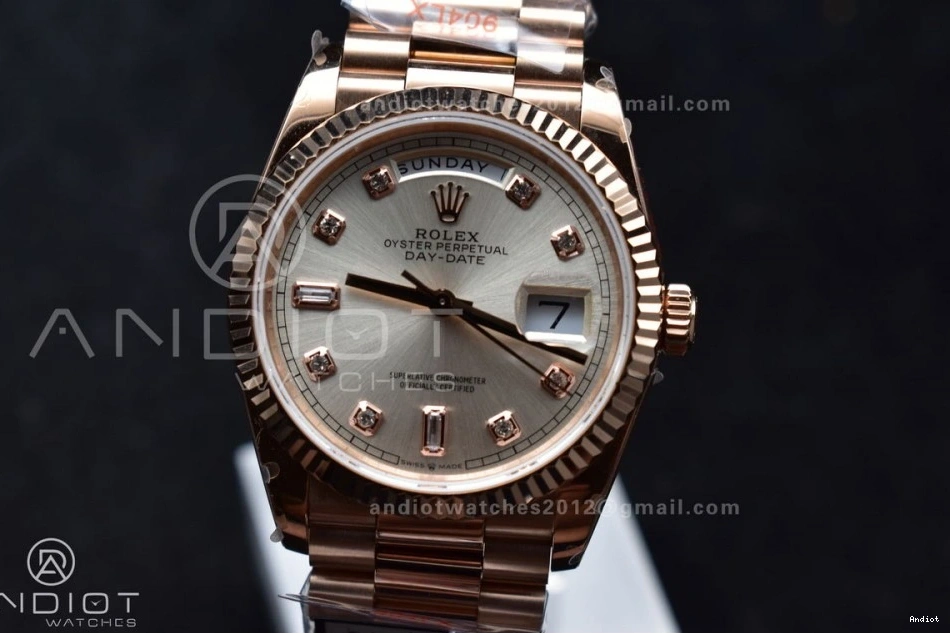 RG with Square 904L Diamond on 36 Bracelet Best Steel (Gain Silver Weight) DayDate Edition Dial President V5 QF vr3255 0310